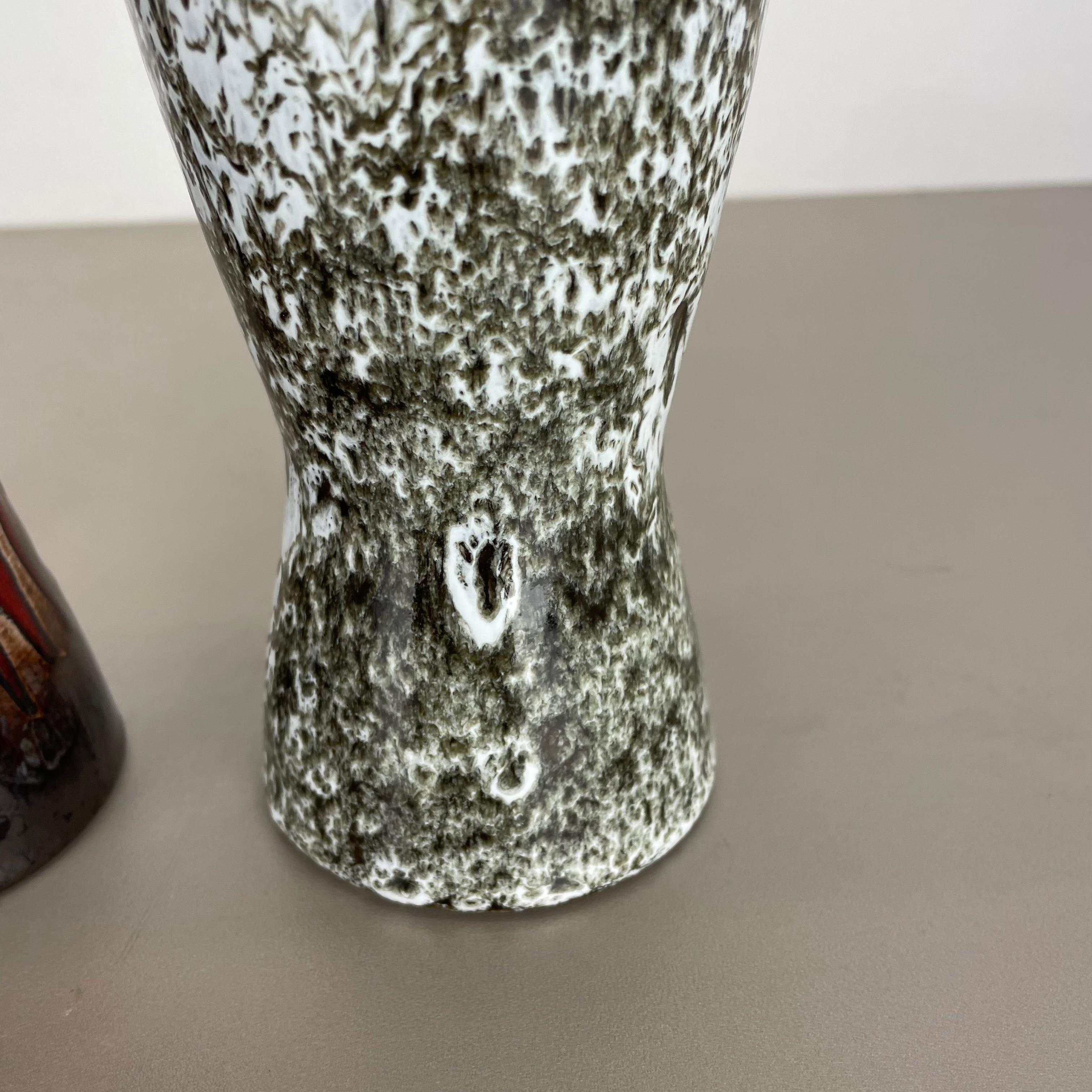 Set of three Vintage Pottery Fat Lava Vases Made by Scheurich, Germany, 1970s For Sale 9