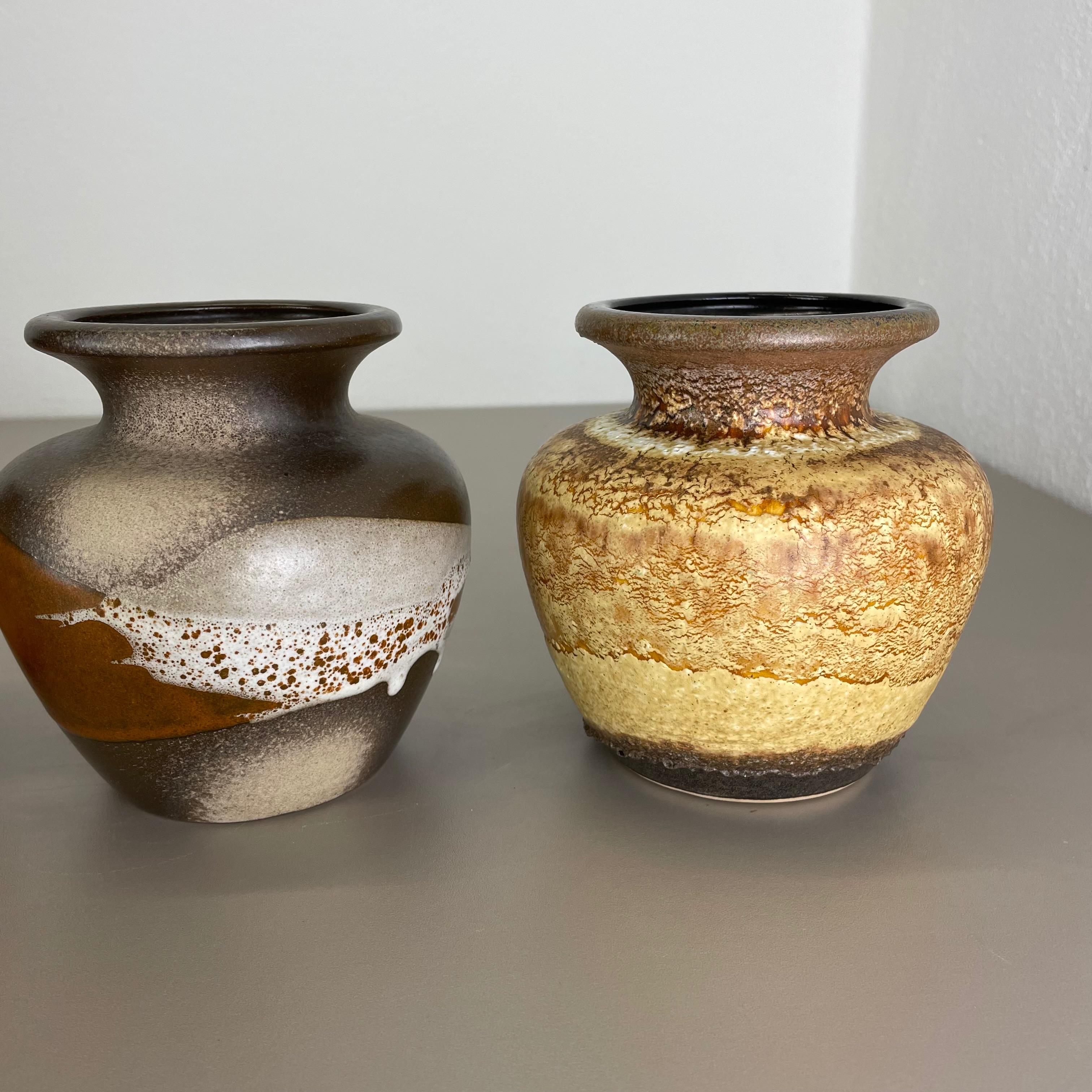 Set of Three Vintage Pottery Fat Lava Vases Made by Scheurich, Germany, 1970s For Sale 9