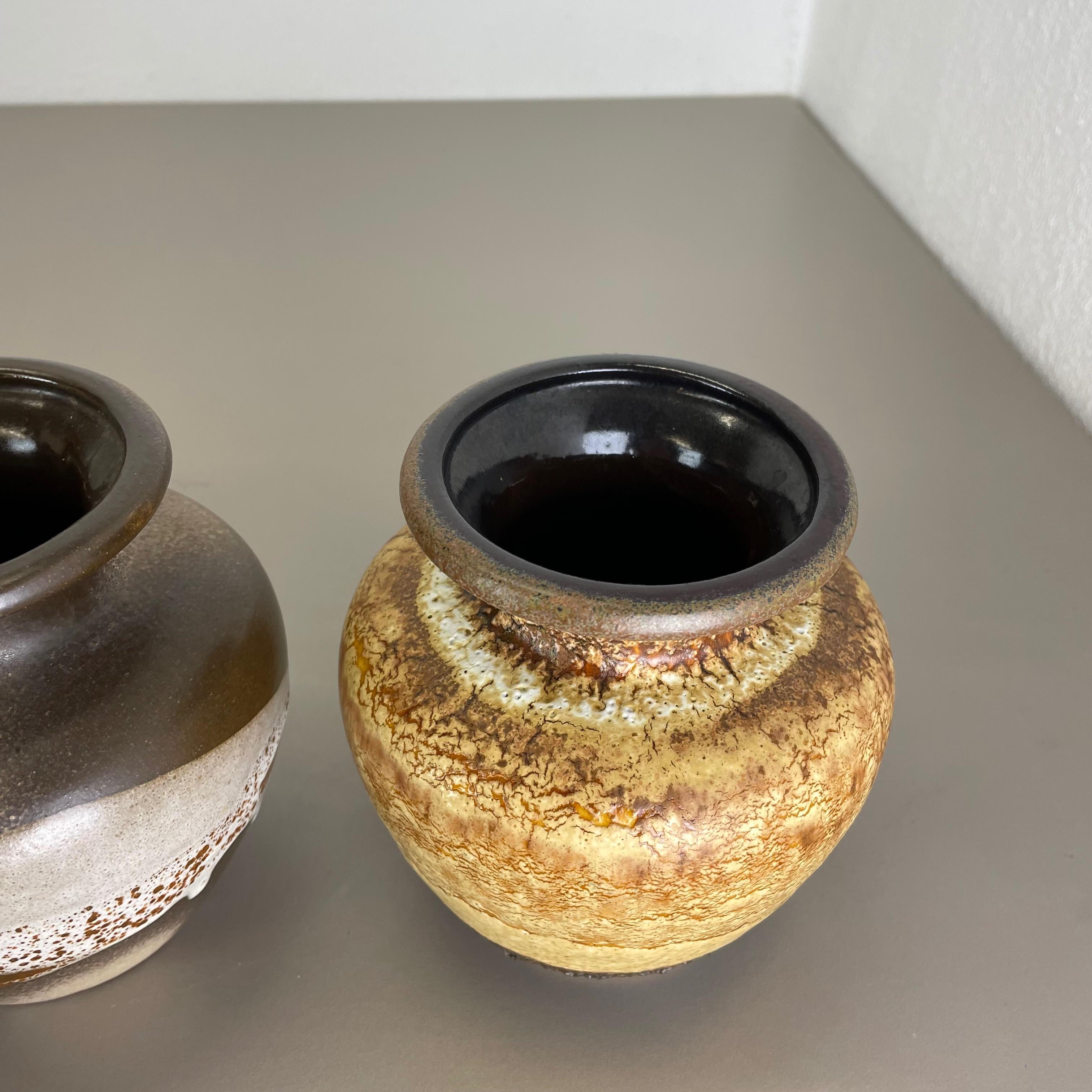 Set of Three Vintage Pottery Fat Lava Vases Made by Scheurich, Germany, 1970s For Sale 10