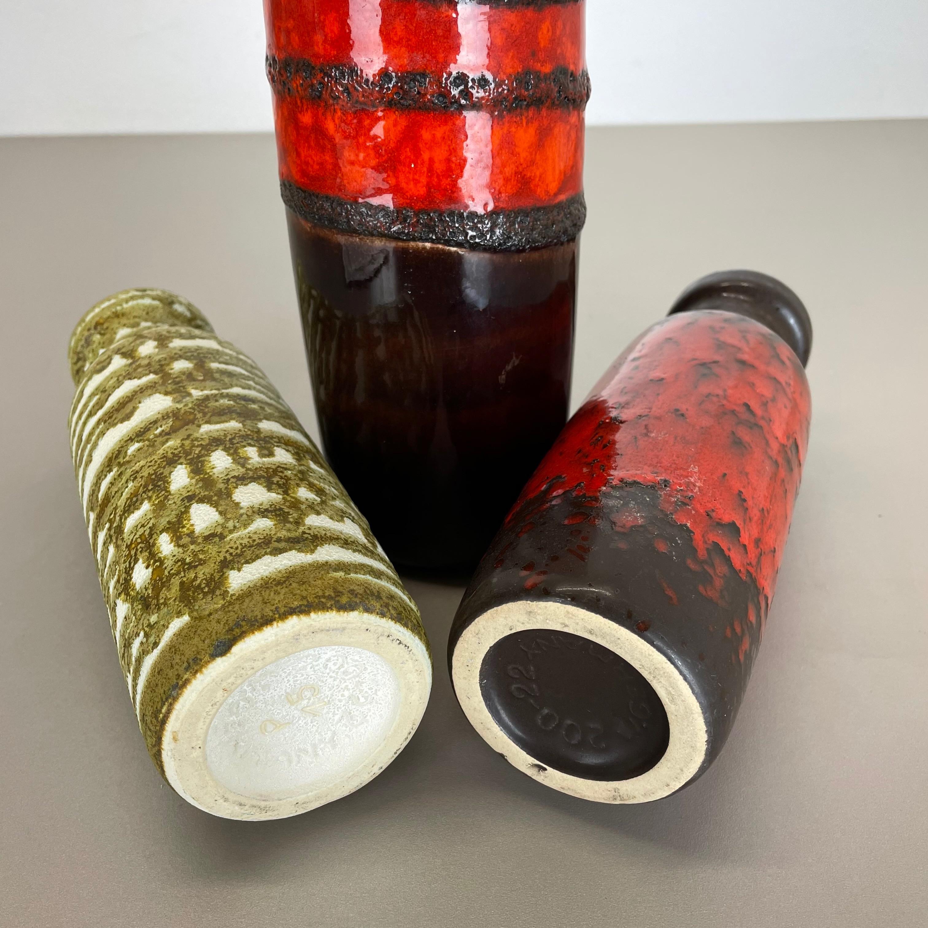 Set von drei Fat Lava-Vasen aus Keramik, hergestellt von Scheurich, Deutschland, 1970er Jahre im Angebot 12