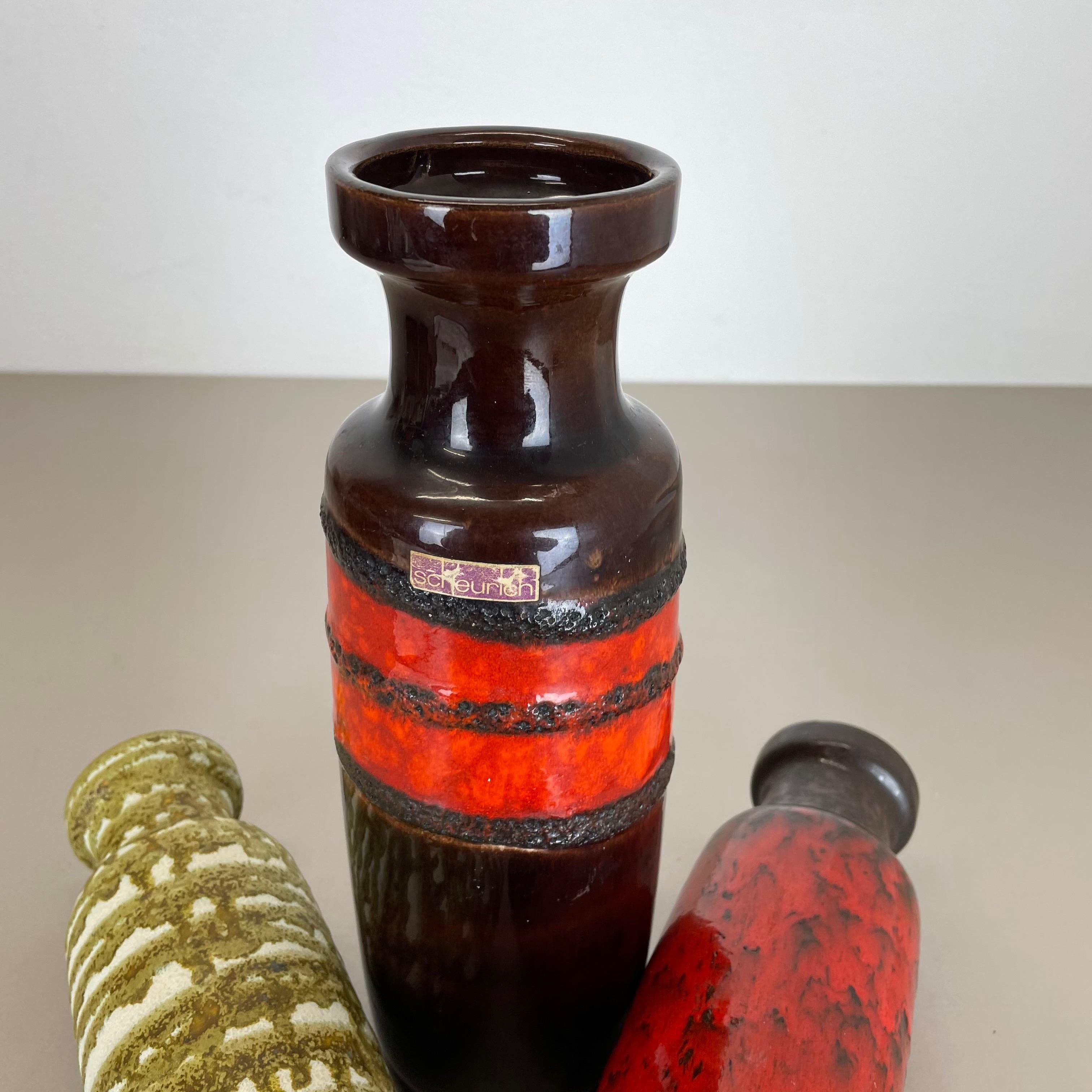 Set von drei Fat Lava-Vasen aus Keramik, hergestellt von Scheurich, Deutschland, 1970er Jahre im Angebot 14