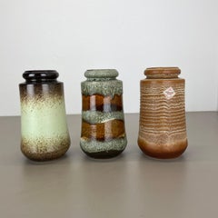 Set von drei Fat Lava-Vasen aus Vintage-Keramik von Scheurich, Deutschland, 1970er Jahre