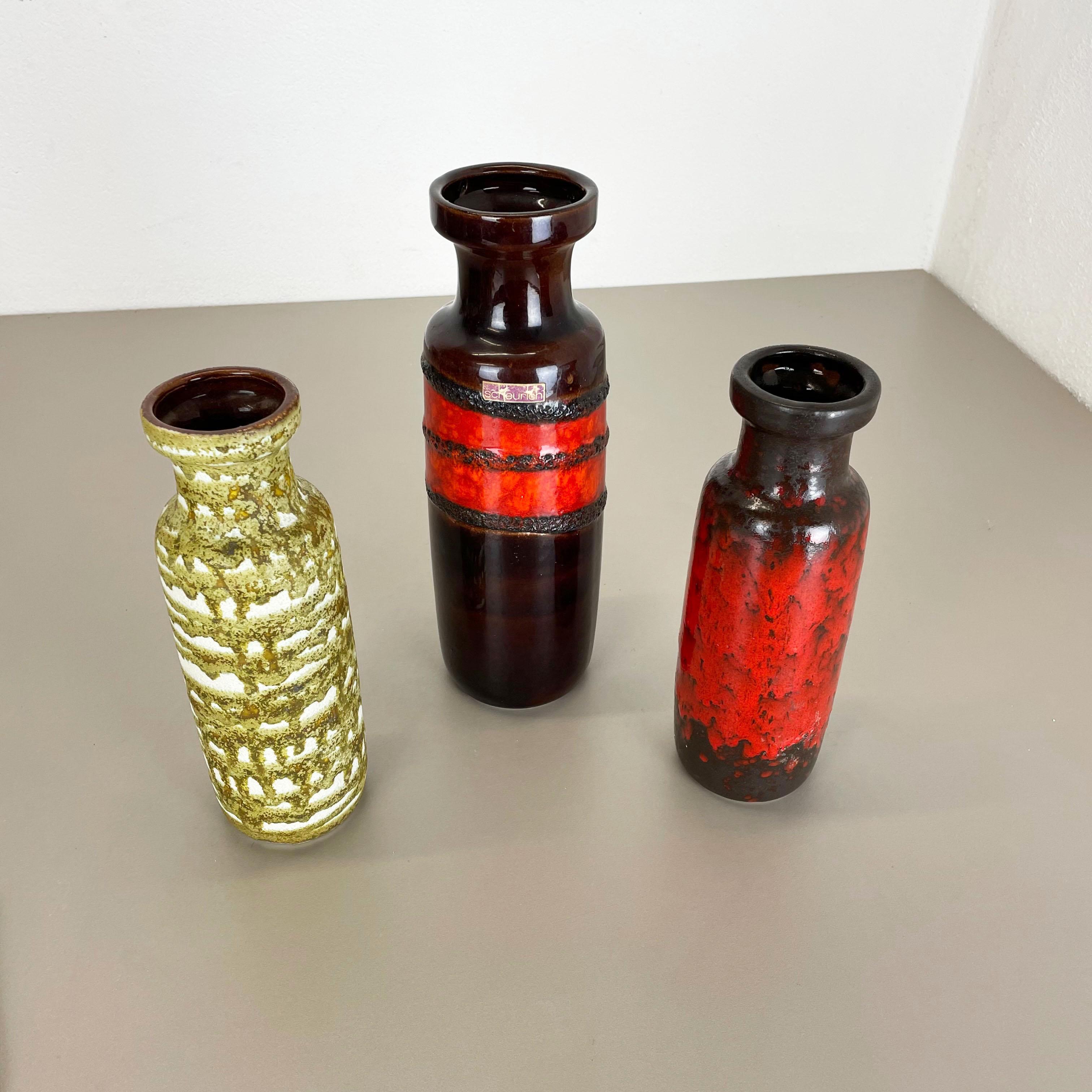Set von drei Fat Lava-Vasen aus Keramik, hergestellt von Scheurich, Deutschland, 1970er Jahre (Moderne der Mitte des Jahrhunderts) im Angebot