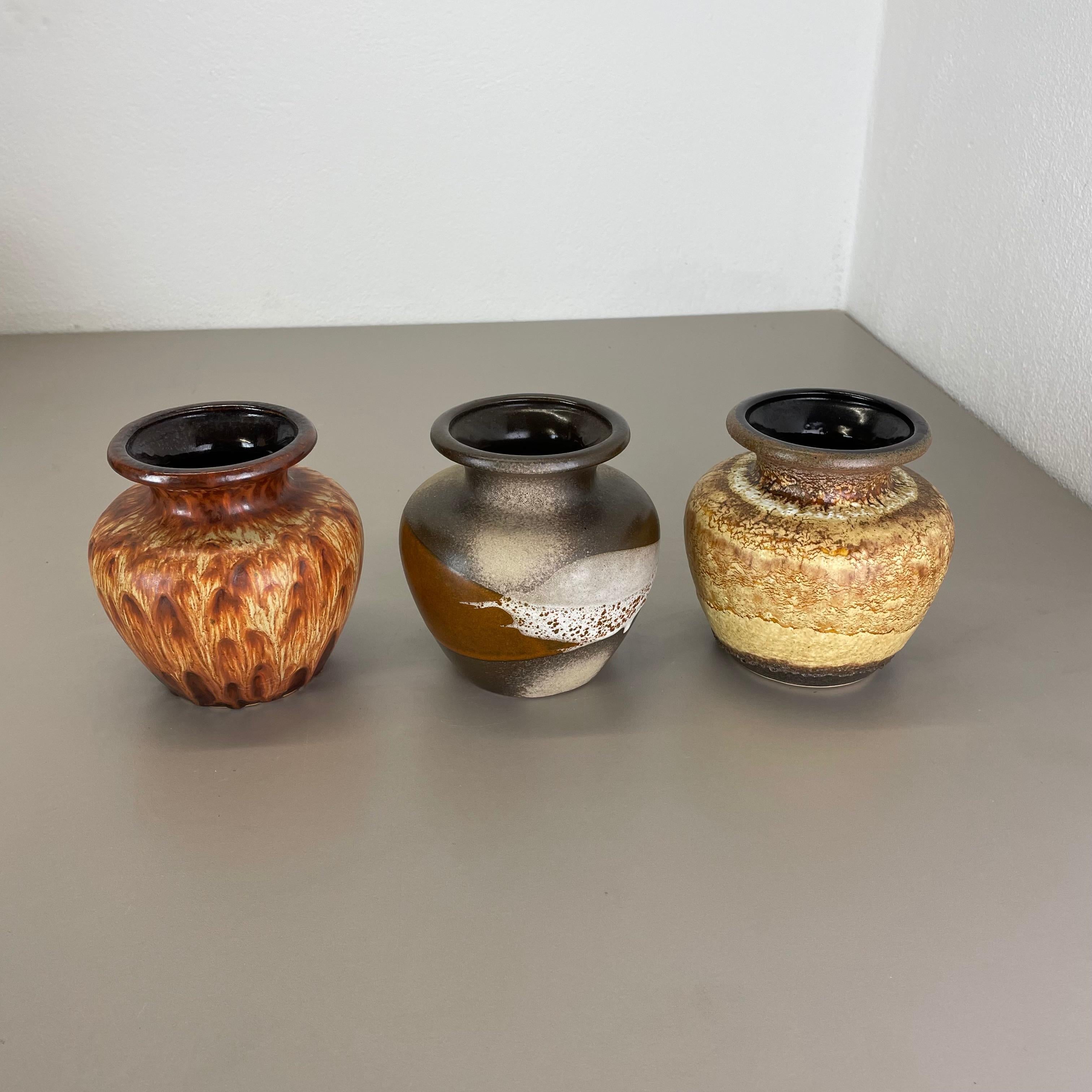 Set von drei Fat Lava-Vasen aus Keramik, hergestellt von Scheurich, Deutschland, 1970er Jahre im Zustand „Gut“ im Angebot in Kirchlengern, DE