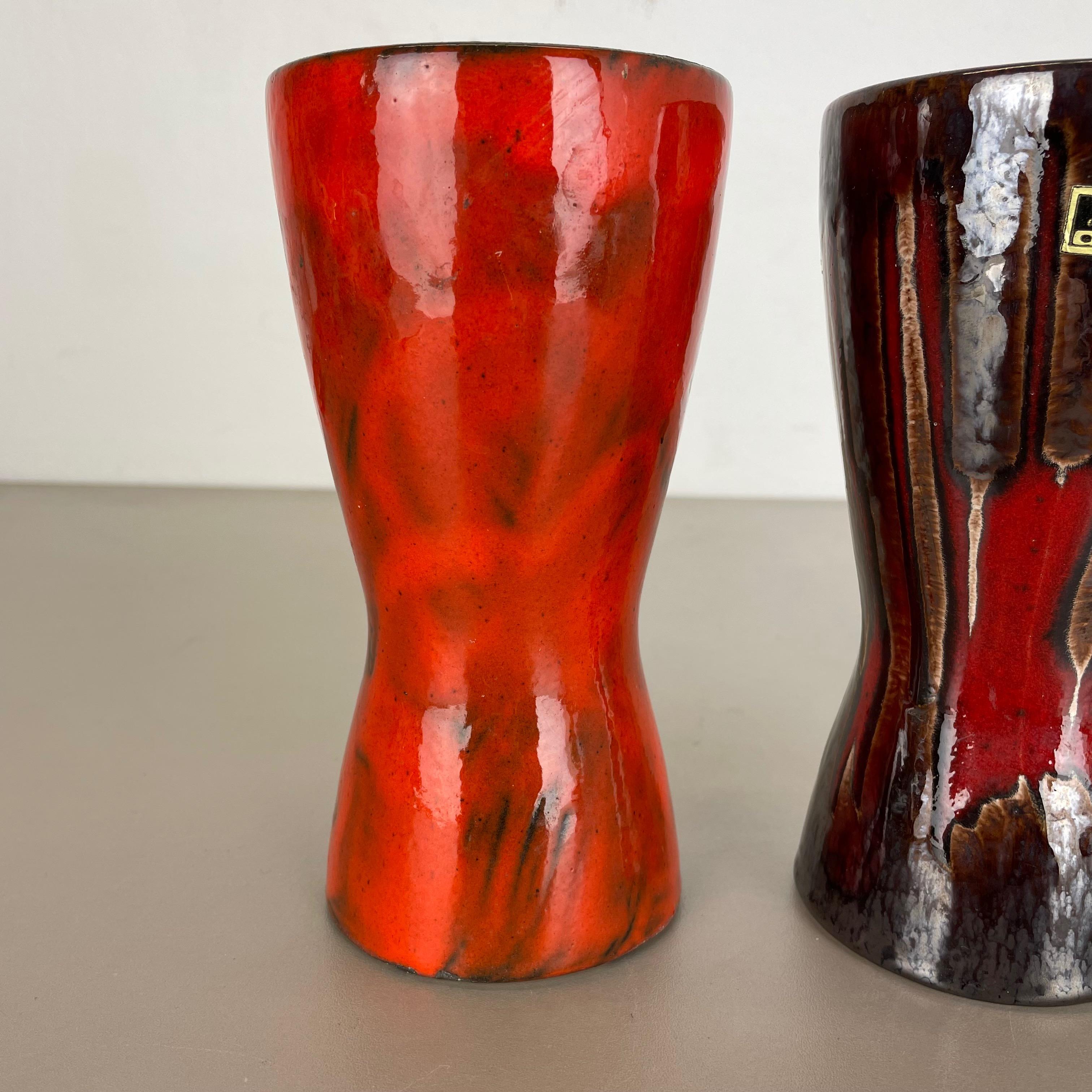 20th Century Set of three Vintage Pottery Fat Lava Vases Made by Scheurich, Germany, 1970s For Sale