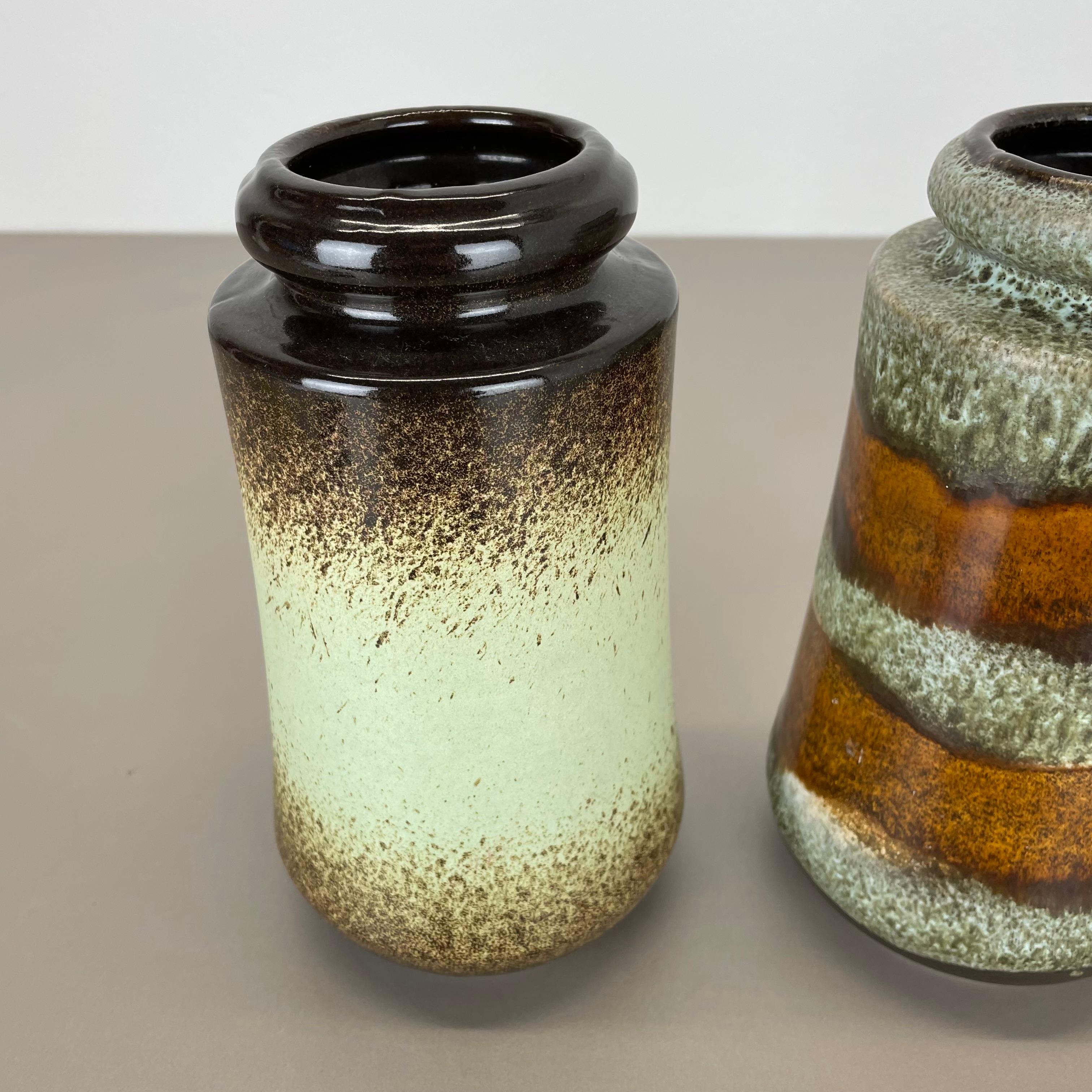 Ensemble de trois vases vintage en poterie de lave grasse fabriqués par Scheurich, Allemagne, années 1970 Bon état - En vente à Kirchlengern, DE