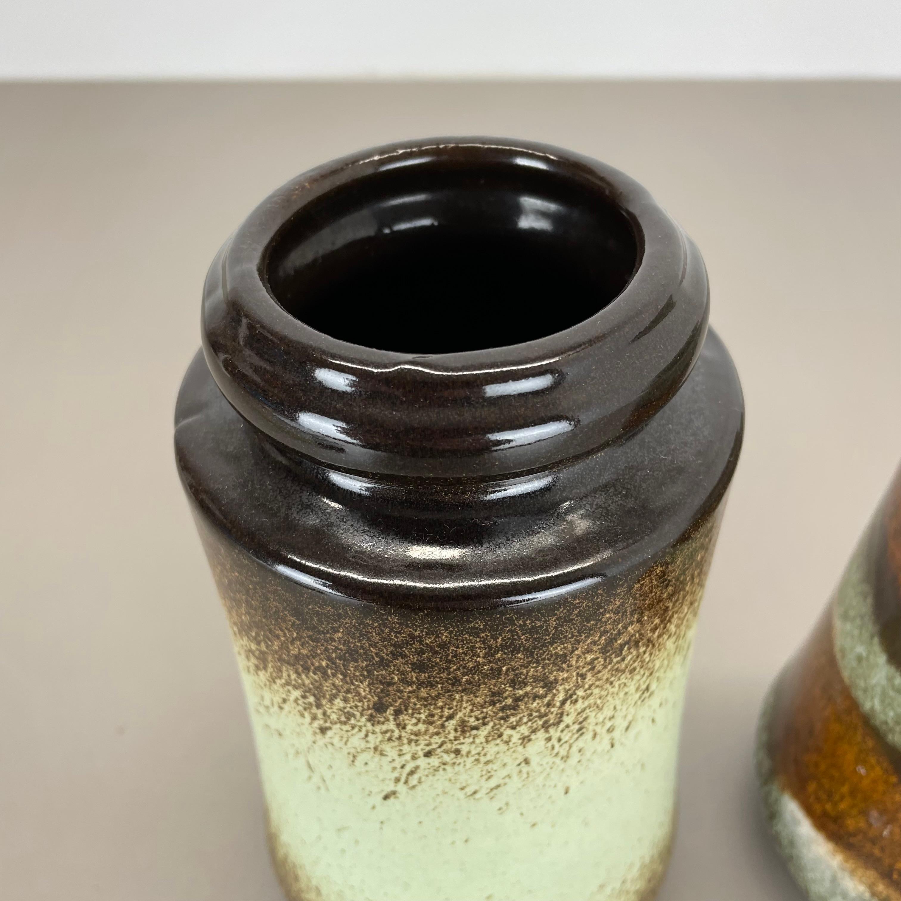 Ceramic Set of three Vintage Pottery Fat Lava Vases Made by Scheurich, Germany, 1970s For Sale