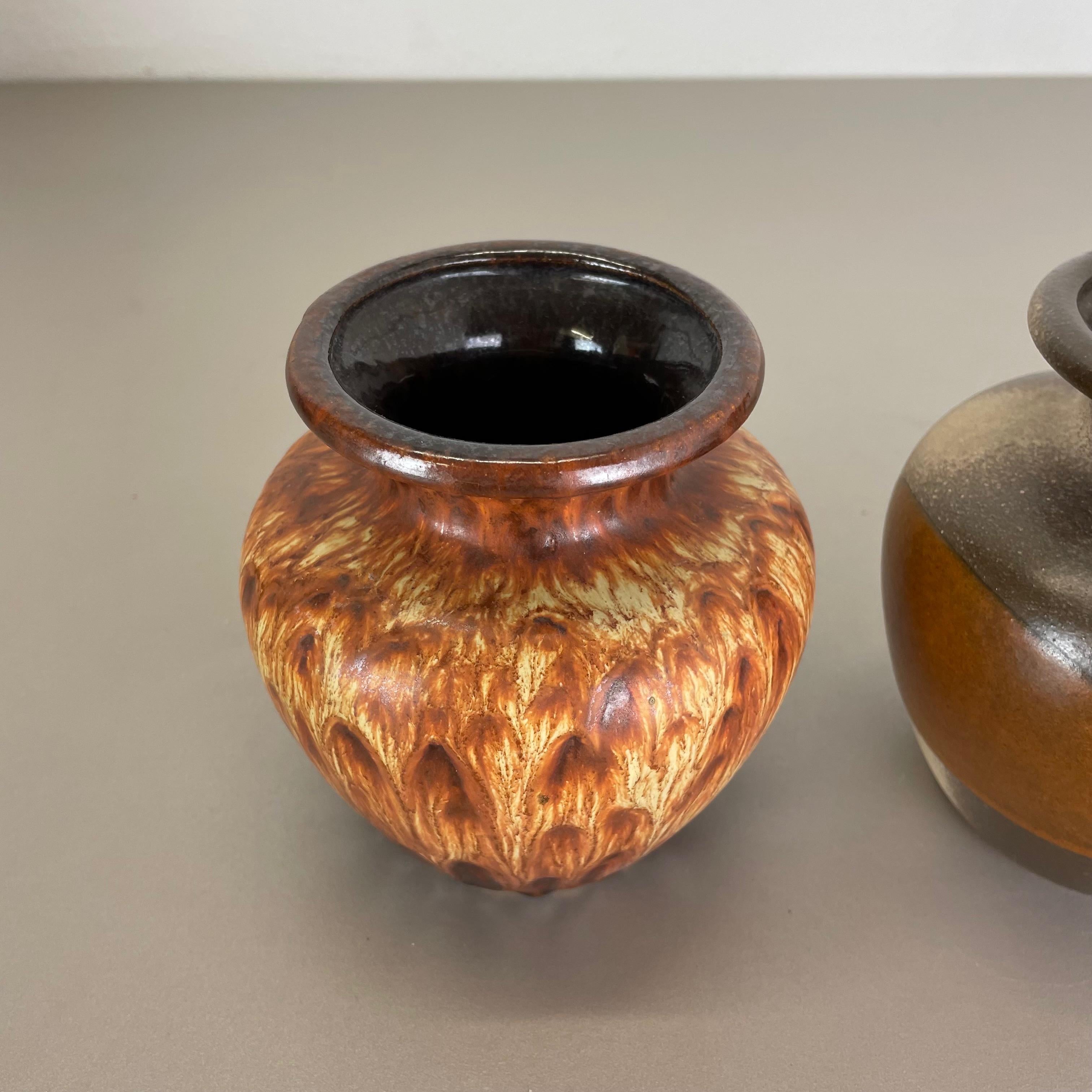 Set of Three Vintage Pottery Fat Lava Vases Made by Scheurich, Germany, 1970s For Sale 1