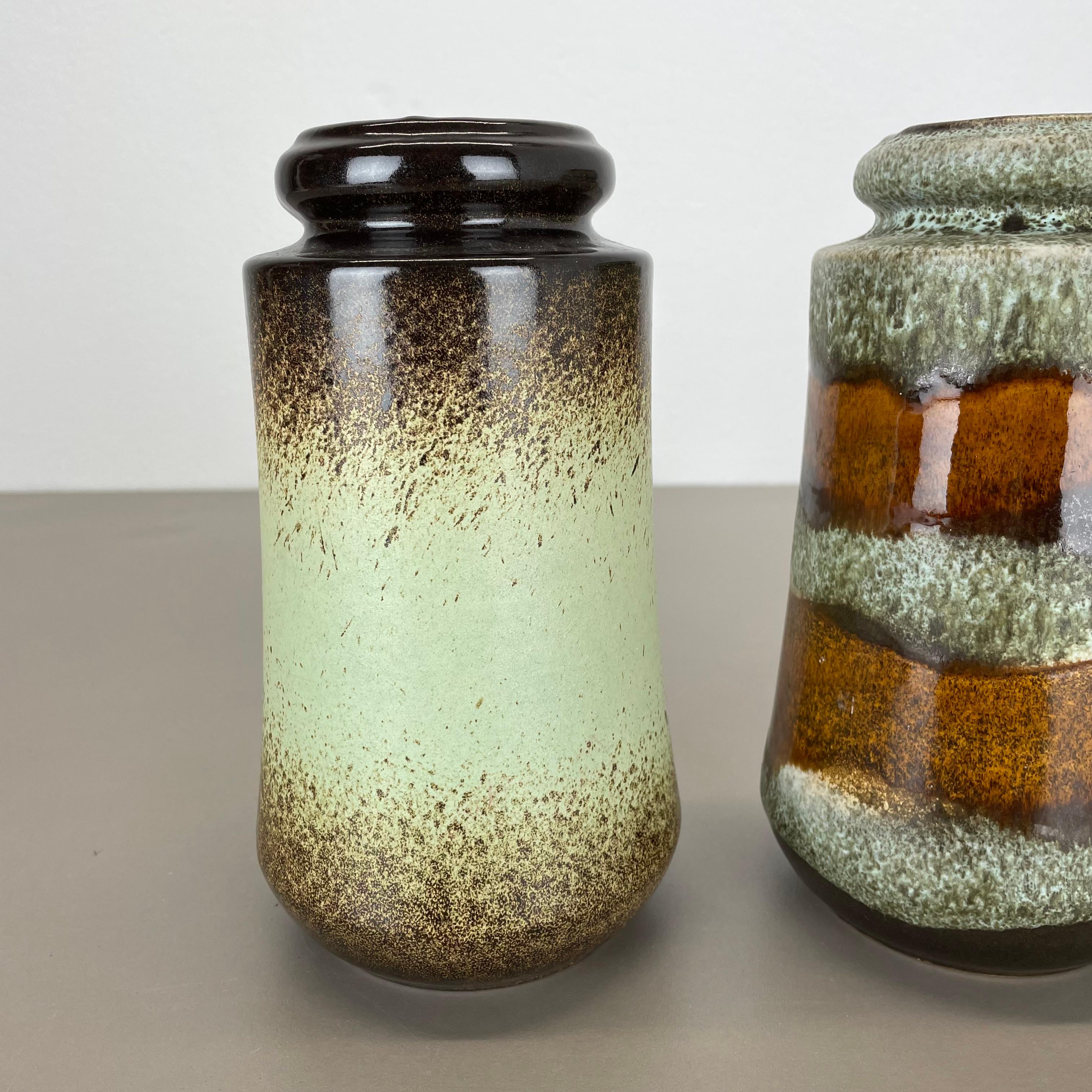 Céramique Ensemble de trois vases vintage en poterie de lave grasse fabriqués par Scheurich, Allemagne, années 1970 en vente