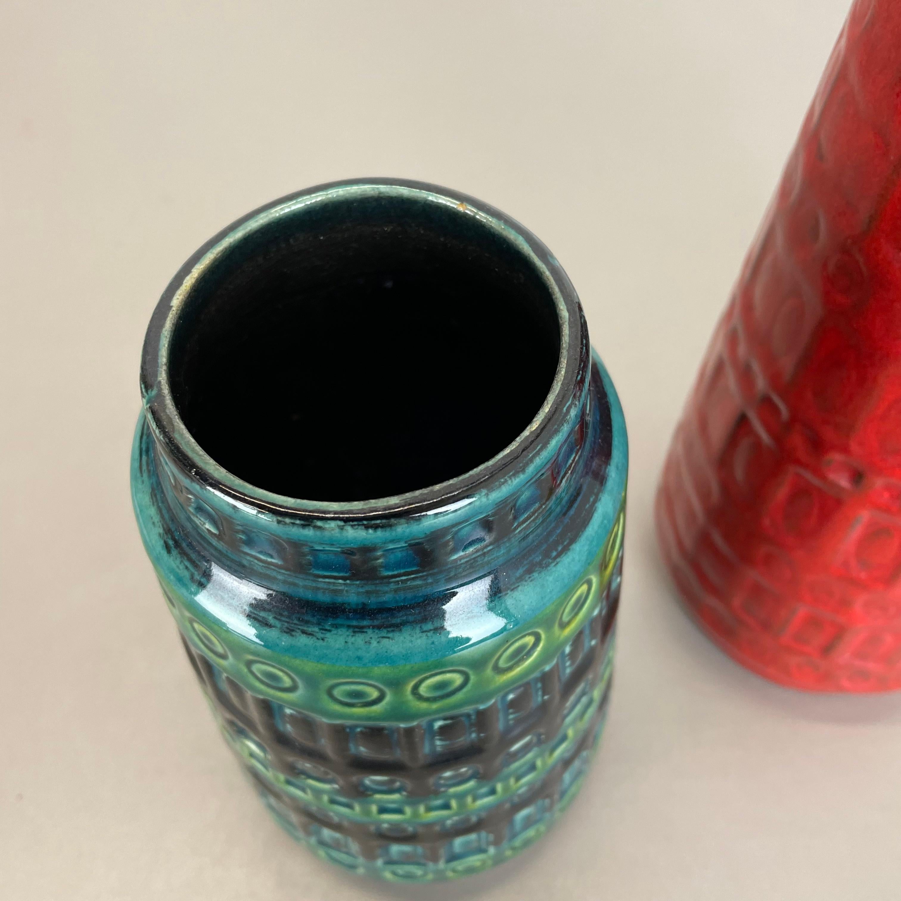 Set of Three Vintage Pottery Fat Lava Vases Made by Scheurich, Germany, 1970s For Sale 1