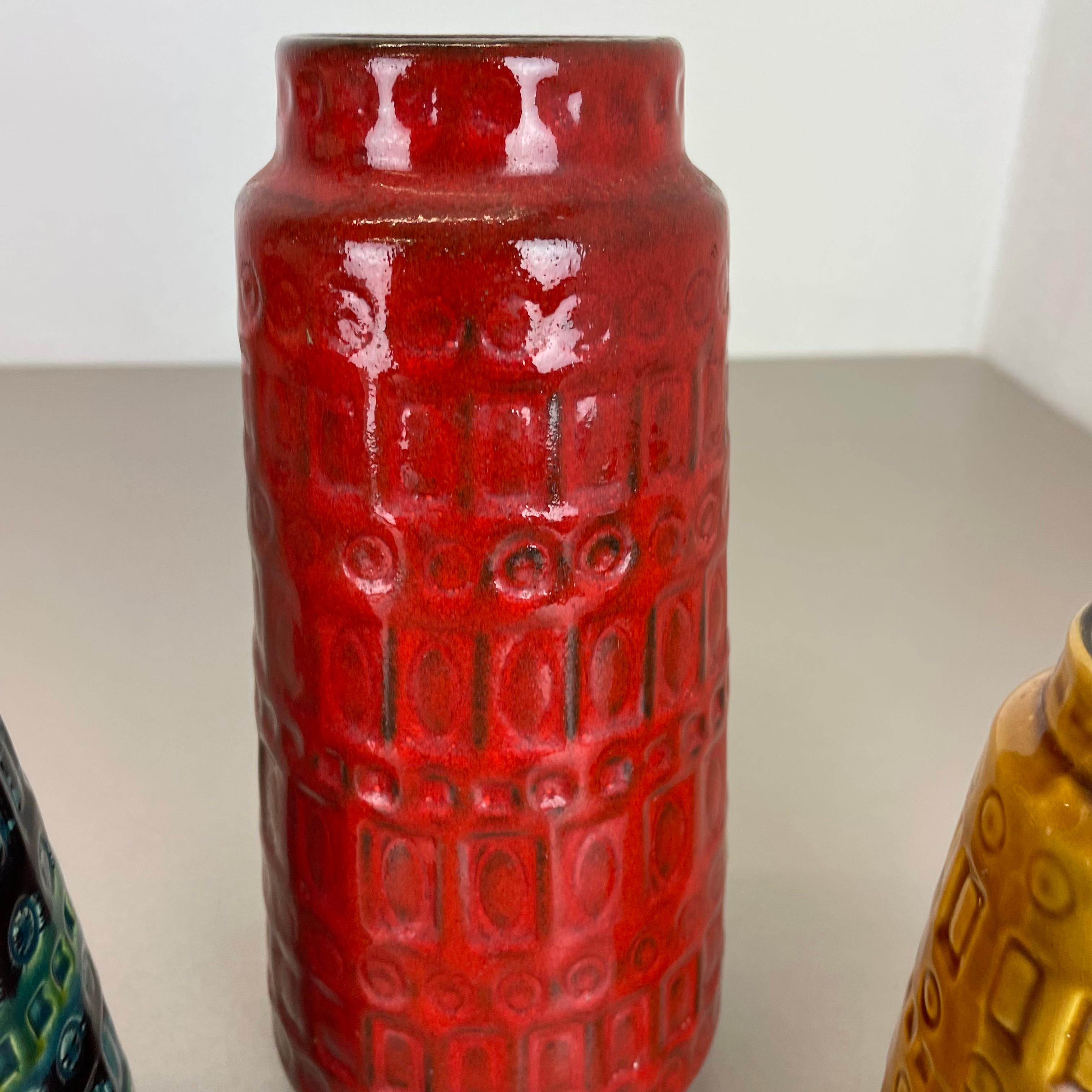 Set von drei Fat Lava-Vasen aus Keramik, hergestellt von Scheurich, Deutschland, 1970er Jahre im Angebot 4