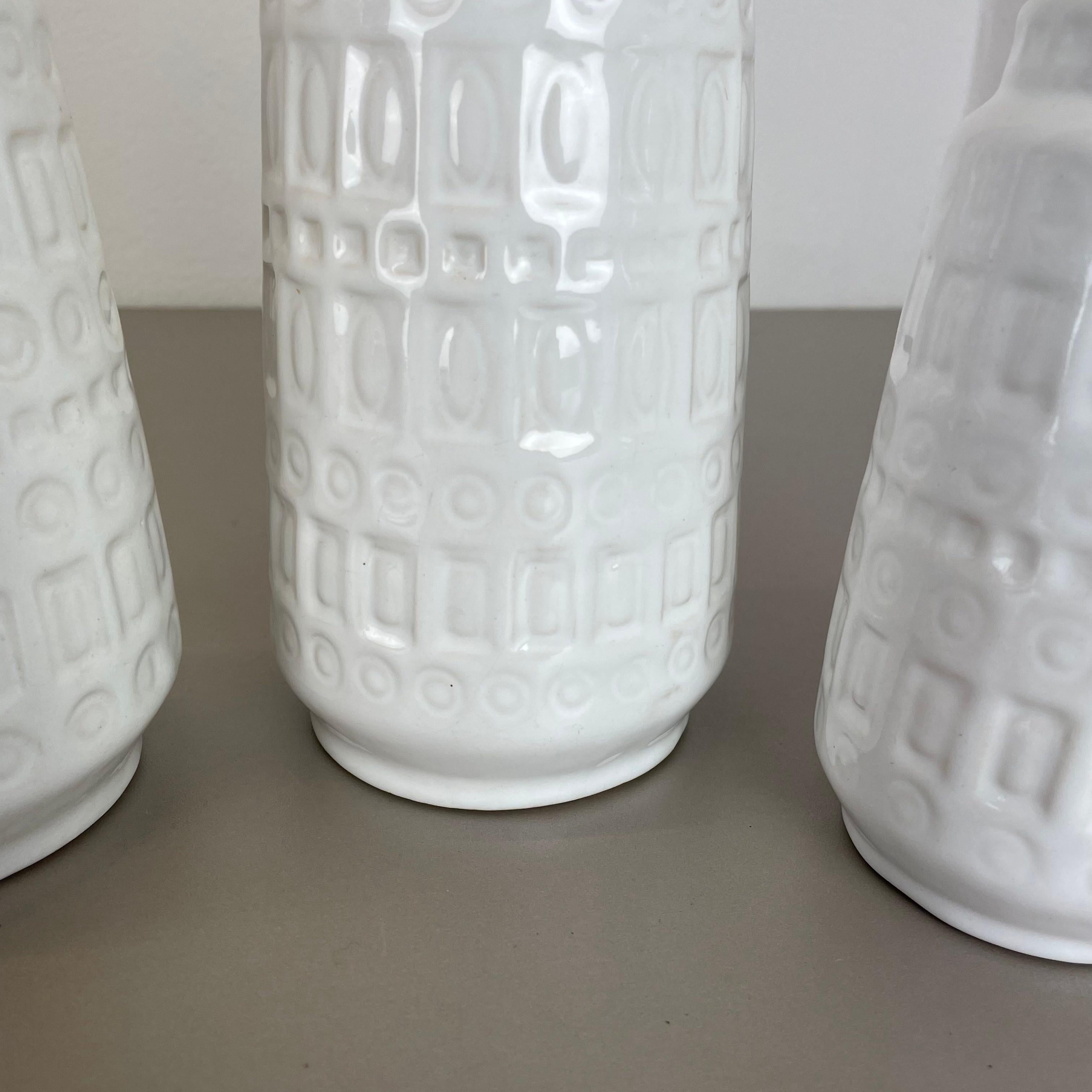 Set of Three Vintage Pottery Fat Lava Vases Made by Scheurich, Germany, 1970s For Sale 3