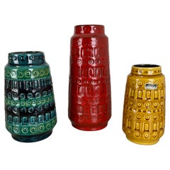 Set von drei Fat Lava-Vasen aus Keramik, hergestellt von Scheurich, Deutschland, 1970er Jahre