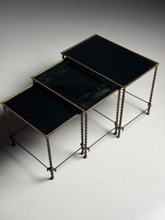 Set of three vintage rope nesting tables