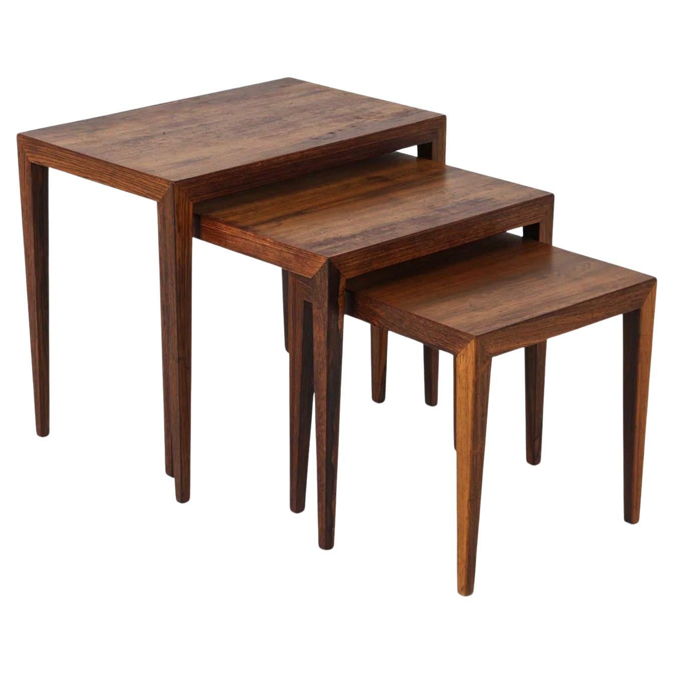 Set of Three Vintage Rosewood Nesting Tables in the Manner of Severin Hansen