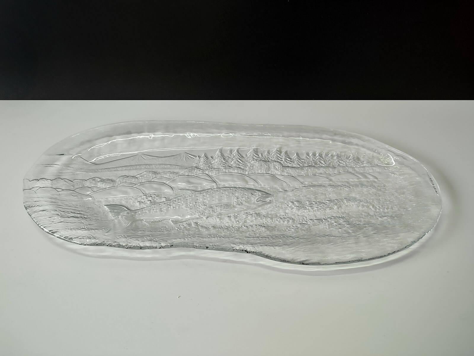 Juego de tres platos salmón vintage, cristal, Paul Isling para Nybro Glasbruk en venta 3