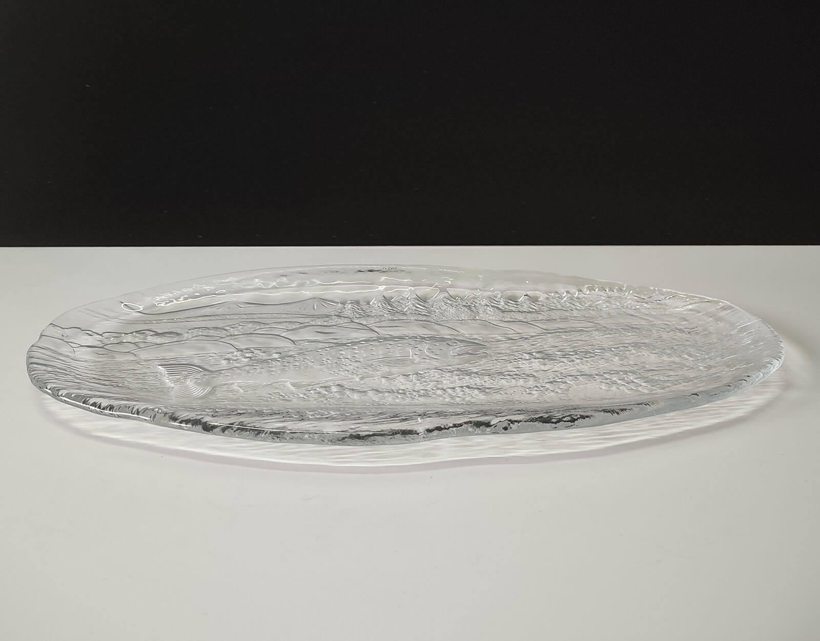 Set of Three Vintage Salmon Platters, Glass, Paul Isling for Nybro Glasbruk For Sale 2