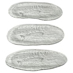 Set of Three Vintage Salmon Platters, Glass, Paul Isling for Nybro Glasbruk