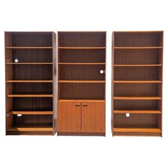 Set of Three Vintage Teak Bookcases with Adjustable Shelves, 1970s