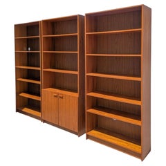 Set of Three Vintage Teak Bookcases with Adjustable Shelves, 1970s