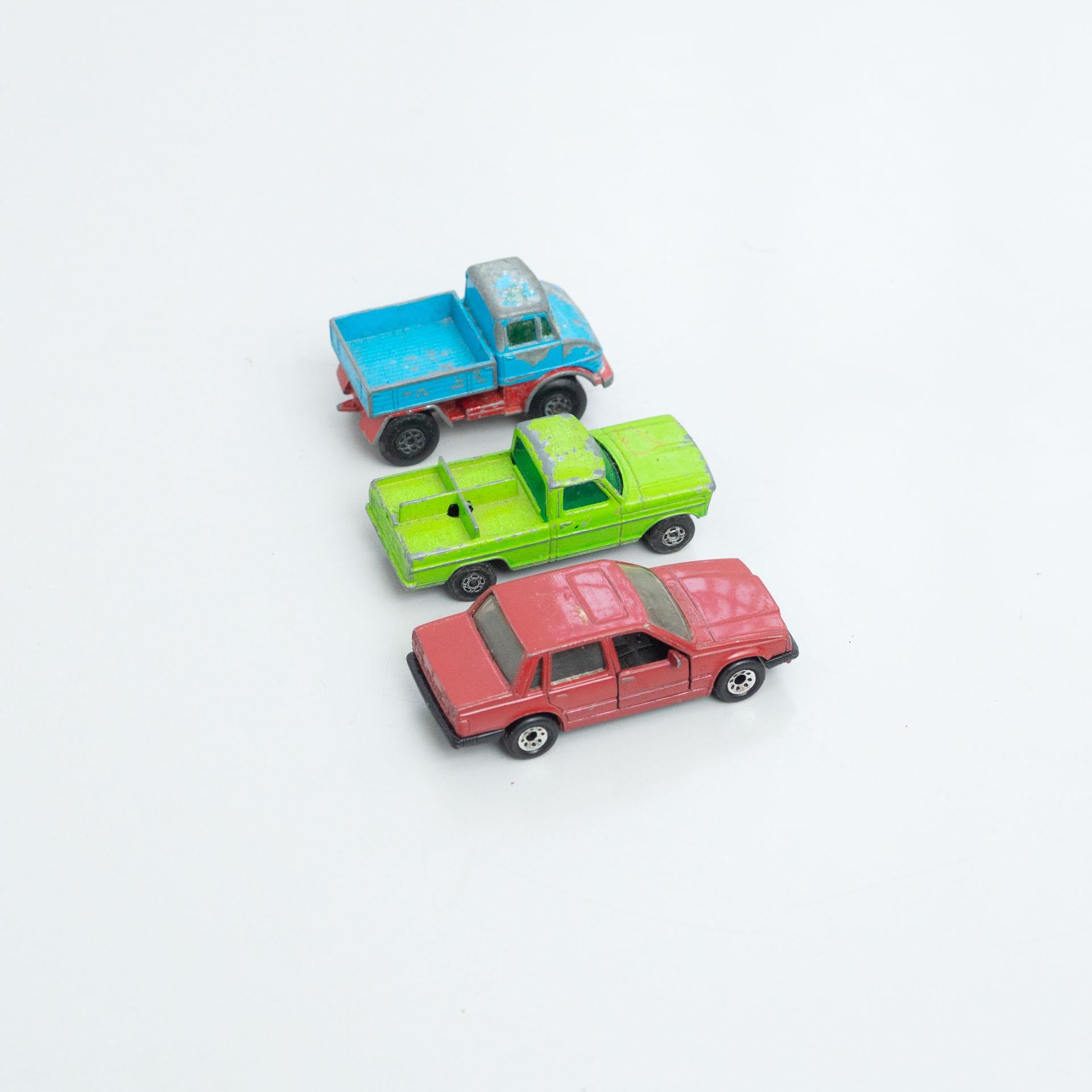 Mid-Century Modern Set of Three Vintage Toy MatchBox Cars, circa 1960 For Sale