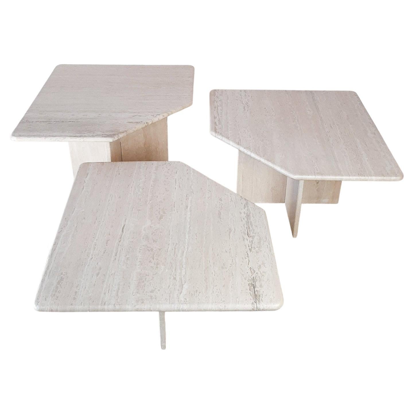 Set of three Vintage Travertine Coffee Tables, 1970s For Sale