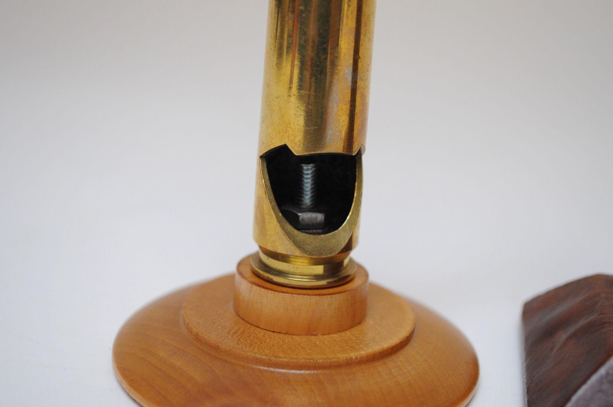 Set of Three Vintage Trench Art Bullet Casing Paperweights and Flint Lighter For Sale 11