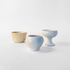 Set of Three Vintage White Ceramic Vases. Made by Floraline Usa, 1960s