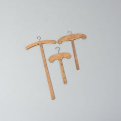 Set of Three Vintage Wooden Hangers, circa 1920