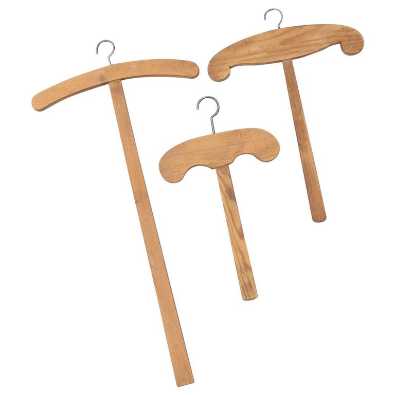 Set of Three Vintage Wooden Hangers, circa 1920 For Sale at 1stDibs
