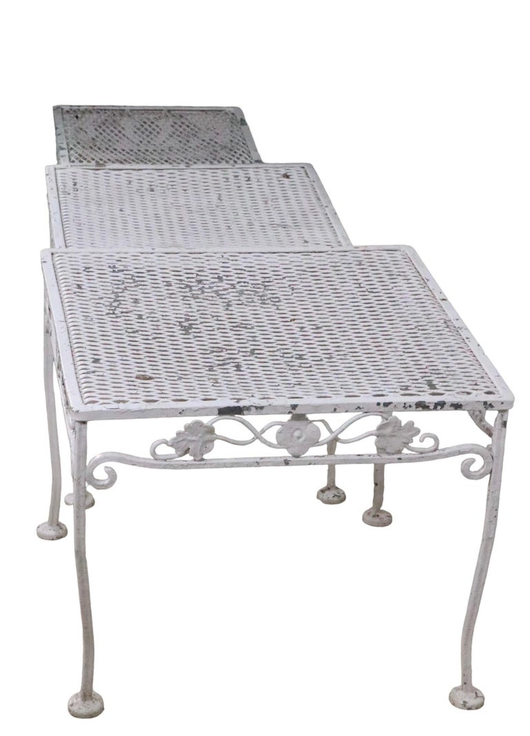 Set of Three Vintage Wrought Iron Garden Nesting Tables Att. to Woodard