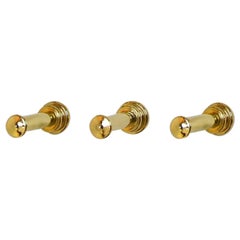 Set of Three Wall Hooks, Solid Brass