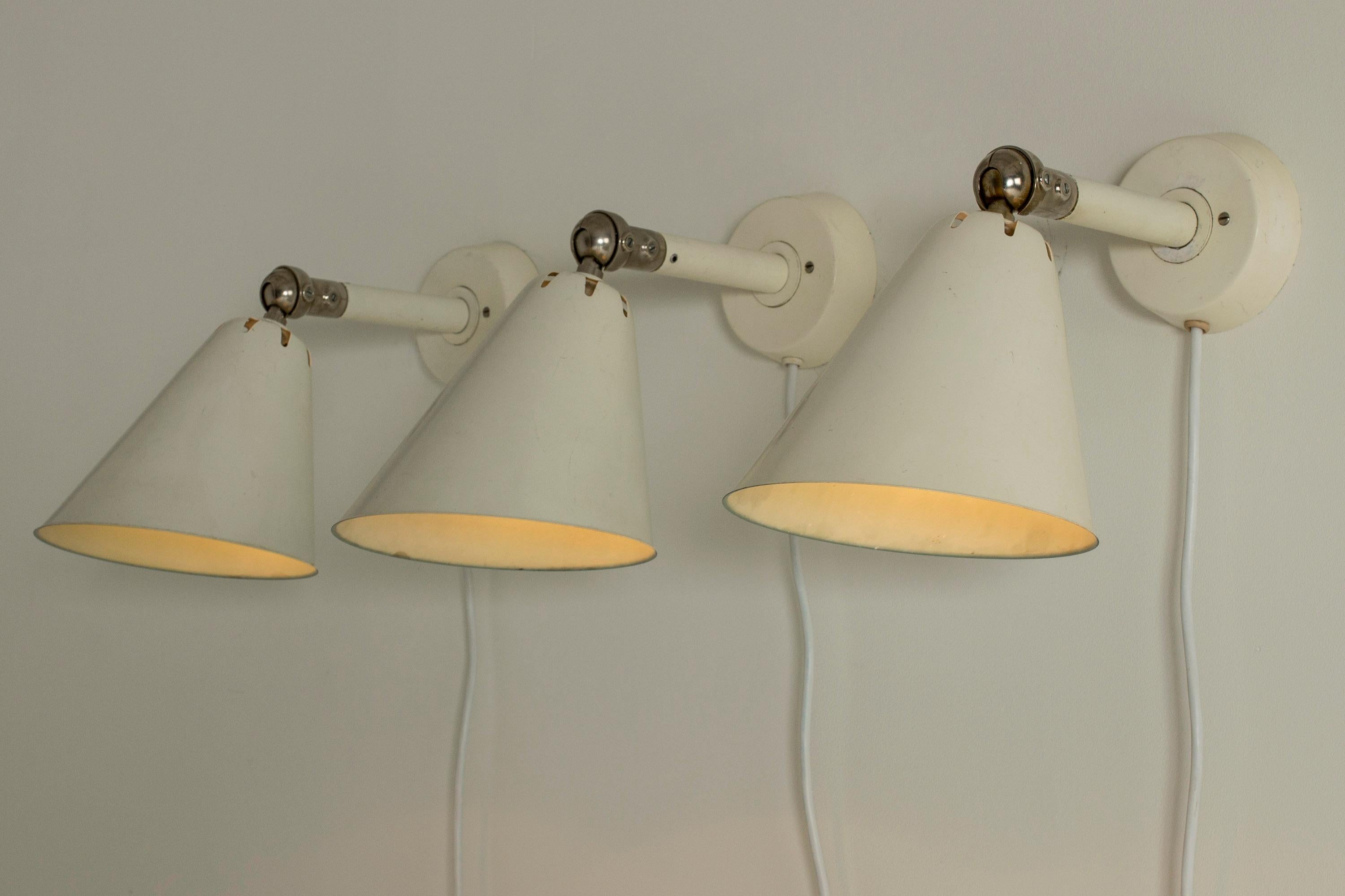 Swedish Set of Three Wall Lights from ASEA, Sweden, 1950s For Sale