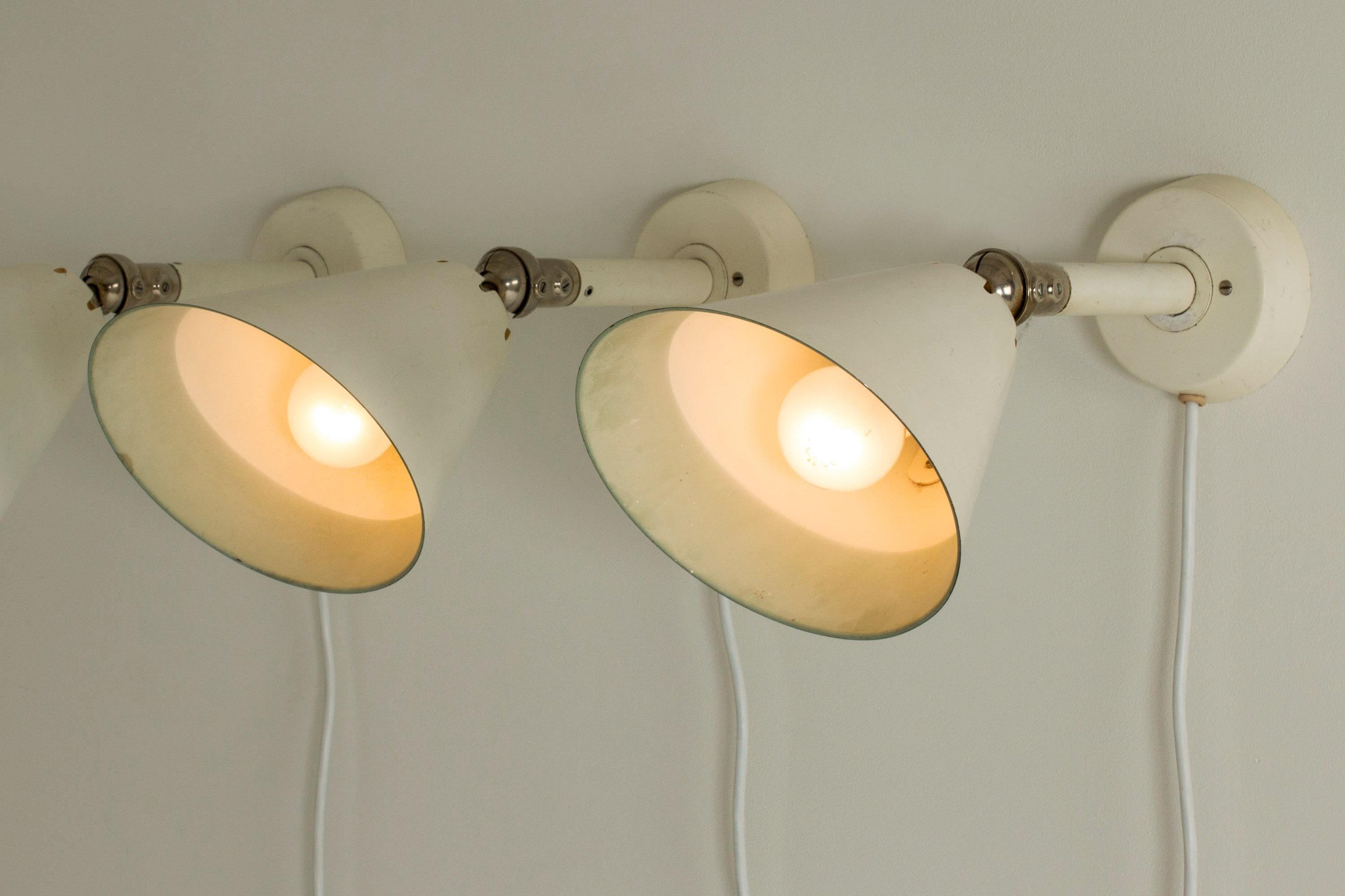 Mid-20th Century Set of Three Wall Lights from ASEA, Sweden, 1950s For Sale