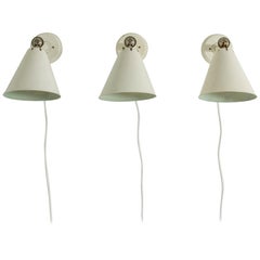 Set of Three Wall Lights from ASEA, Sweden, 1950s