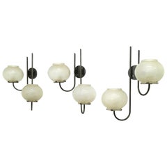 Set of Three Wall Lights mod, 1136/2 by Tito Agnoli for O-Luce, Italy, 1961