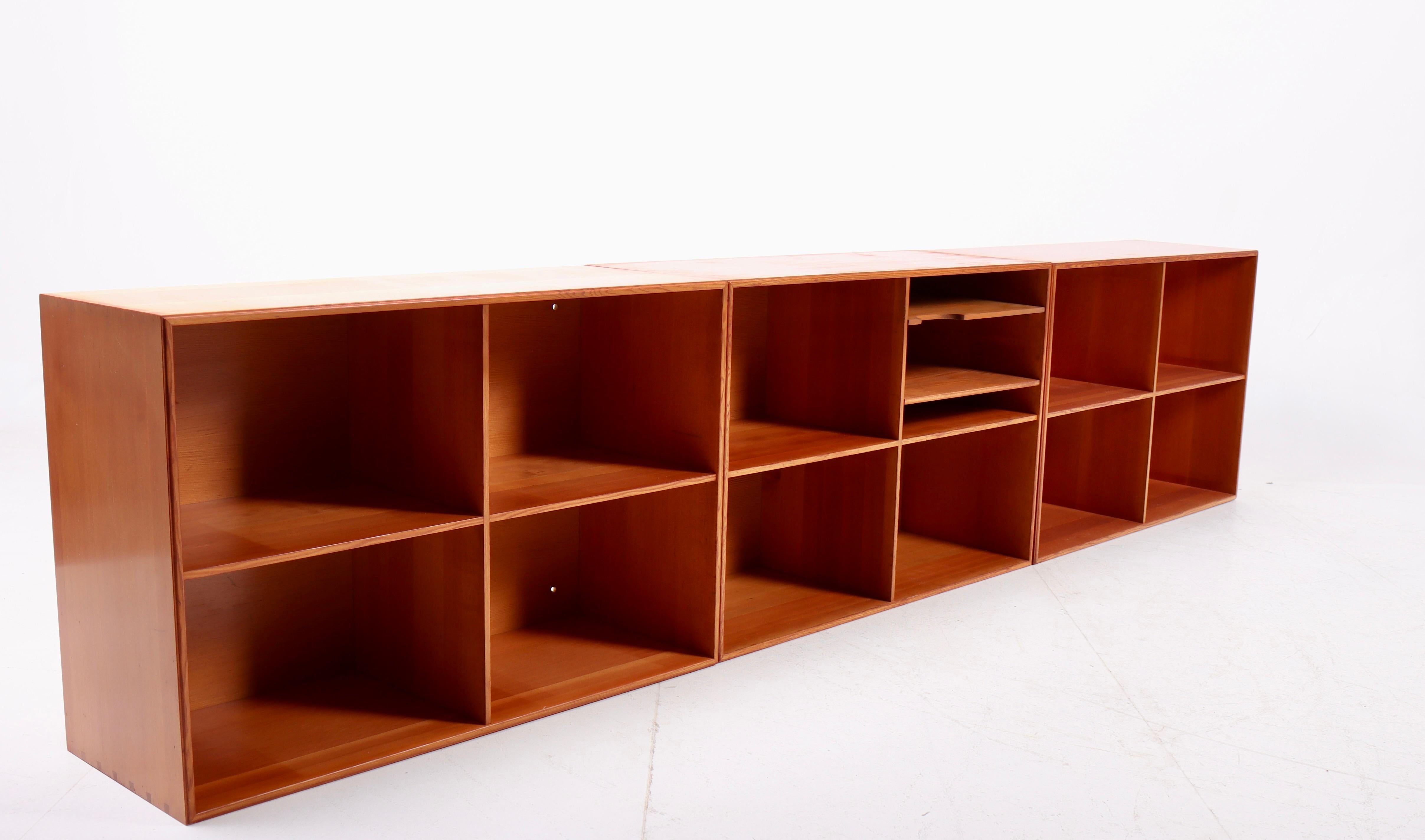 Scandinavian Set of Three Wall-Mounted Bookcases in Solid Oregon Pine by Mogensen Koch