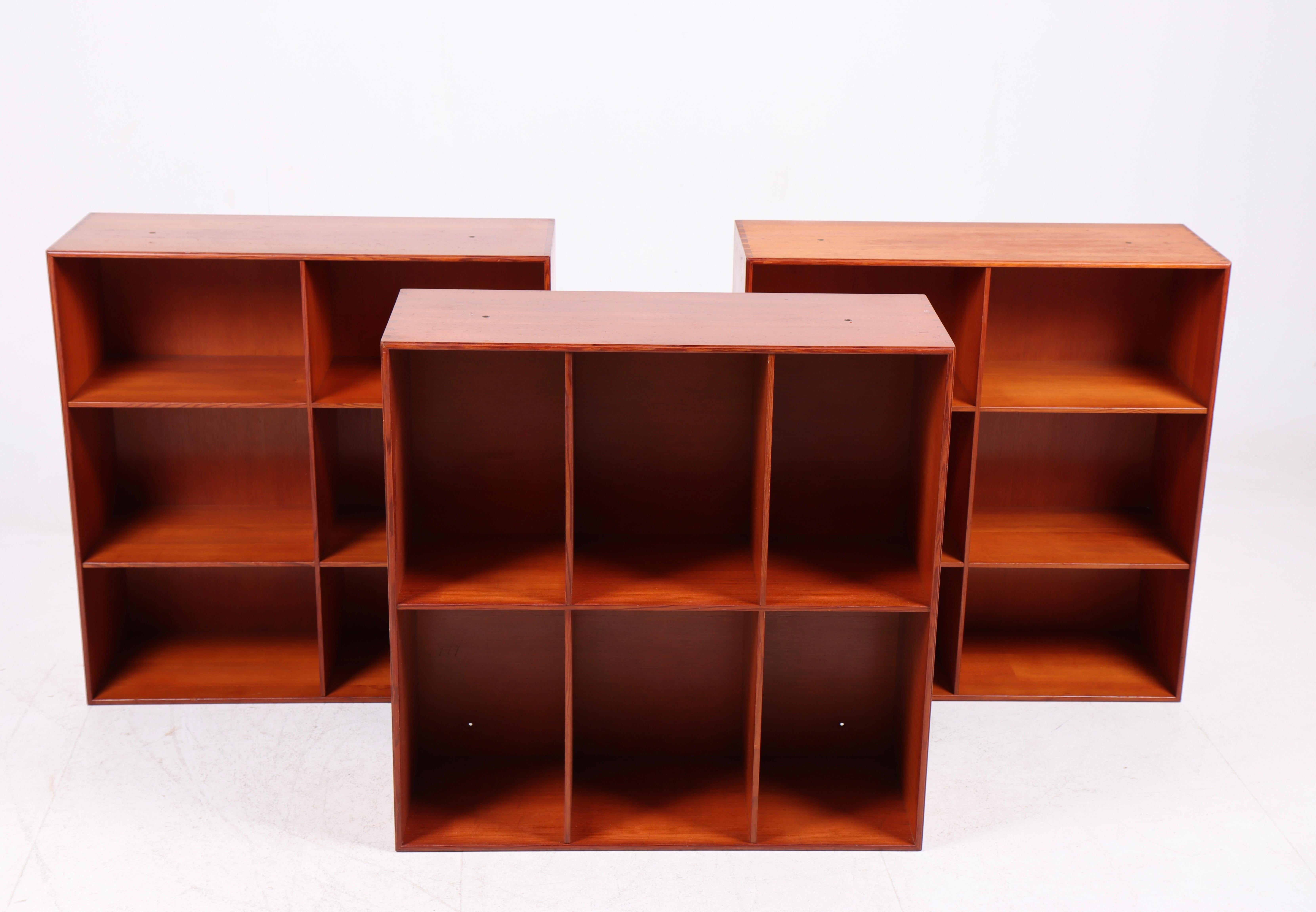 Scandinavian Set of Three Wall-Mounted Bookcases in Solid Oregon Pine by Mogensen Koch