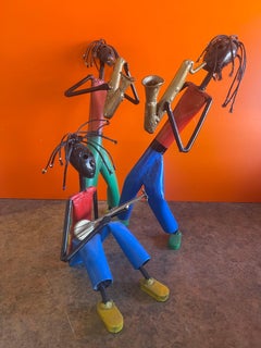 Set of Three Welded Steel Rastafarian Musicians