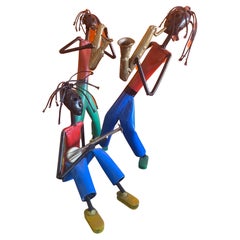 Set of Three Welded Steel Rastafarian Musicians