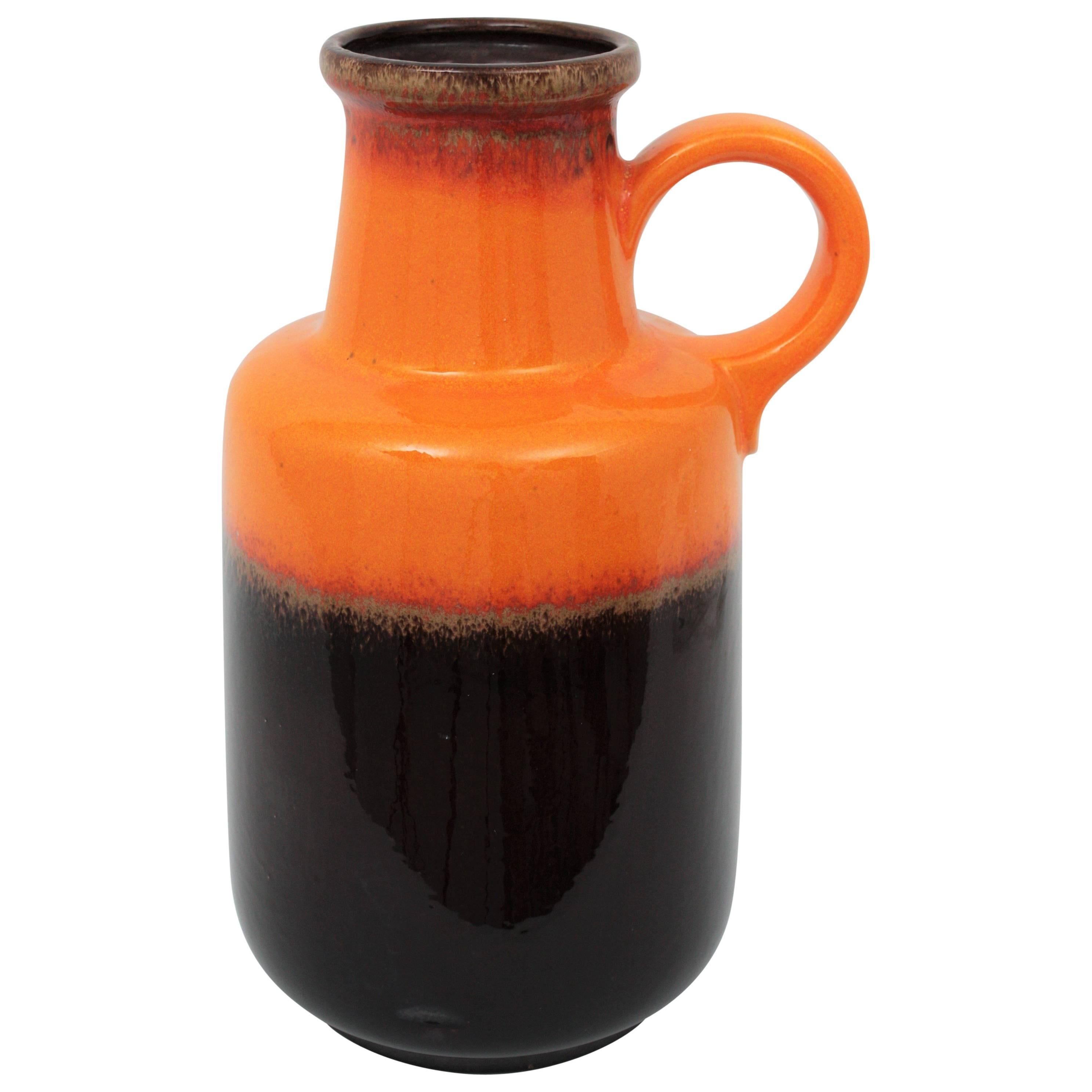Mid-Century Modern Set of Three West German Scheurich Keramik Fat Lava Glazed Ceramic Vases / Jars For Sale