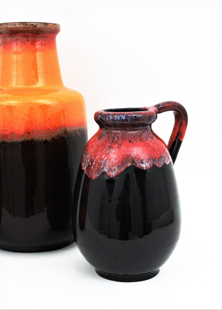 Set Of Three West German Scheurich Keramik Fat Lava Glazed Ceramic