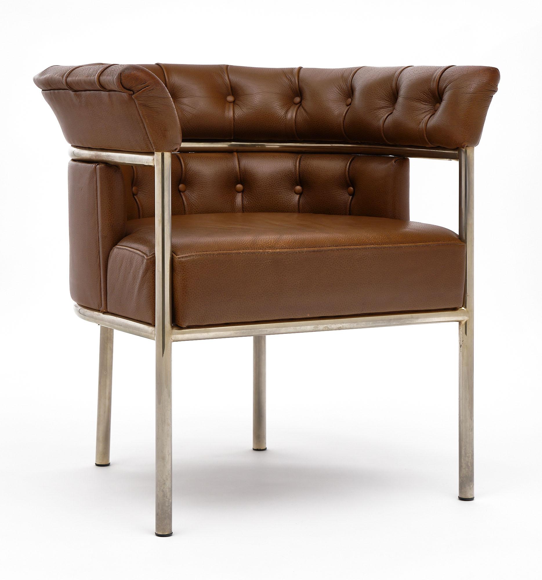 Modern Set of Three “Weston” Leather Vintage Armchairs