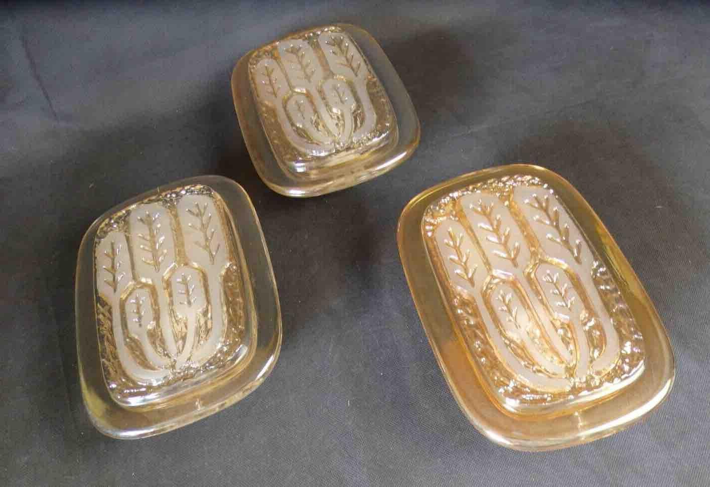 Set of Three Wheat Sheaf Motif Hillebrand Glass Sconces Mid-century, 1970s For Sale 4