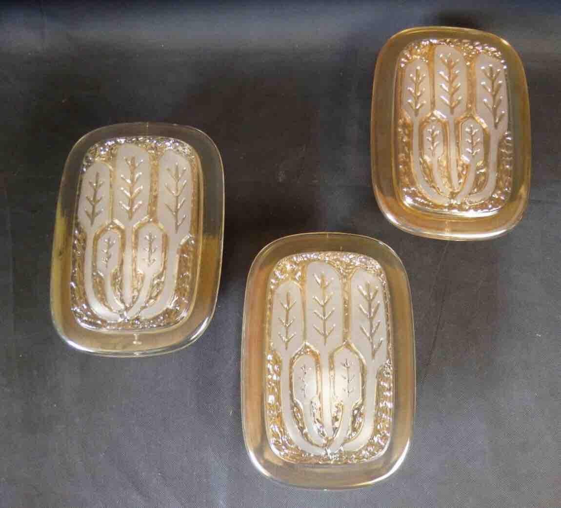 Set of Three Wheat Sheaf Motif Hillebrand Glass Sconces Mid-century, 1970s For Sale 5