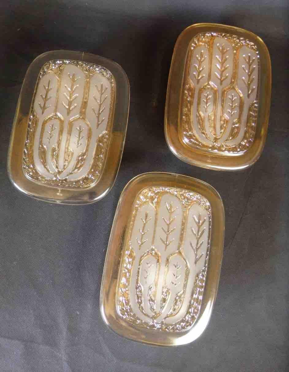 Set of Three Wheat Sheaf Motif Hillebrand Glass Sconces Mid-century, 1970s For Sale 9