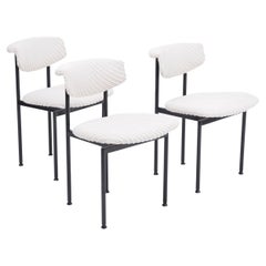 Set di tre sedie Alpha olandesi rivestite di bianco disegnate da Rudolf Wolf