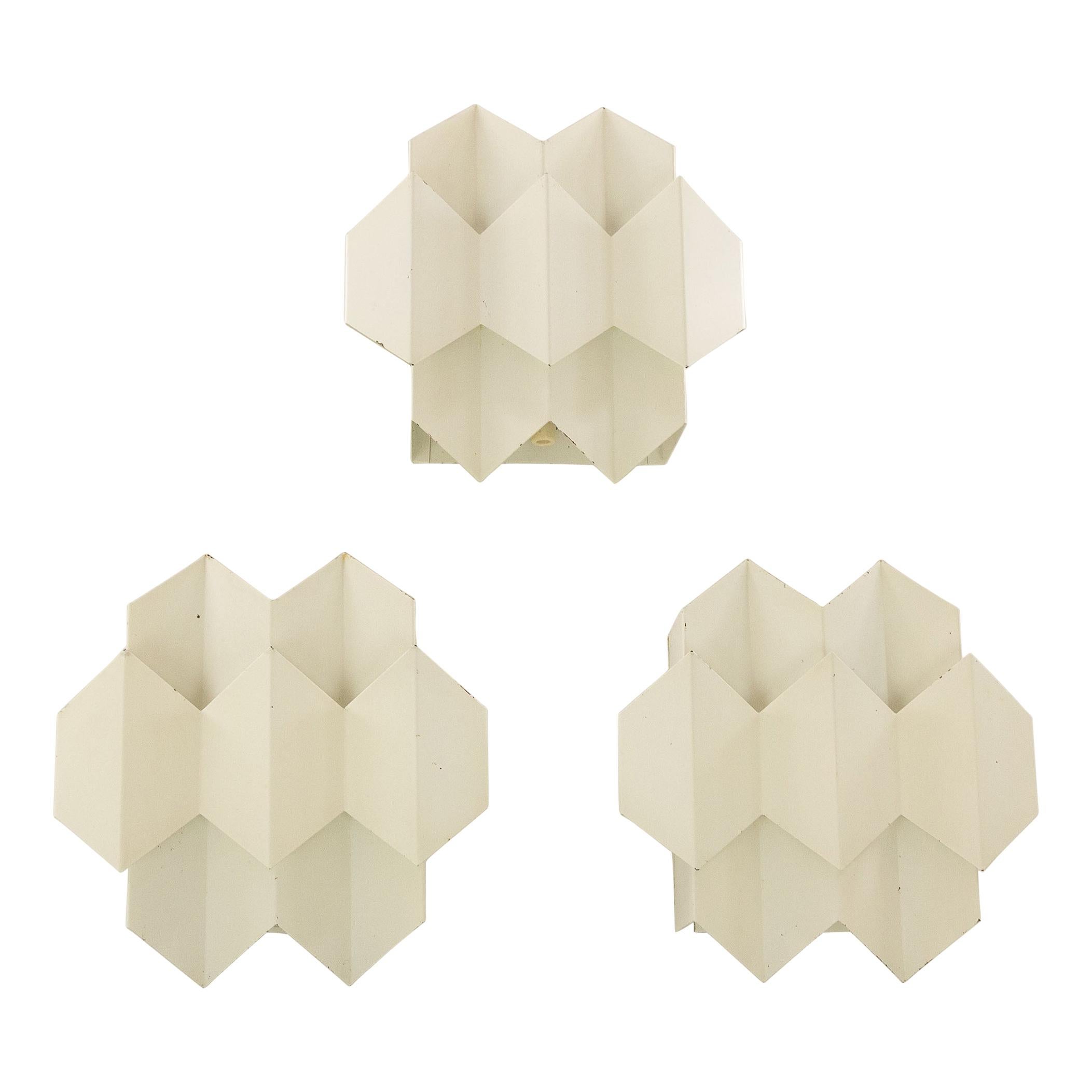 Set of Three White Septet Wall Lamps by Bent Karlby for Lyfa, 1960s