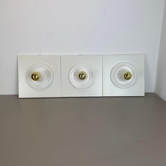 Set of Three White Space Age CUBIC Wall Lights, Germany, 1980s