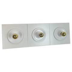 Set of Three White Space Age CUBIC Wall Lights, Germany, 1980s